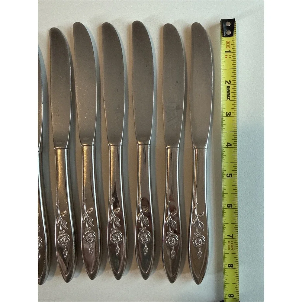 VTG Oneida Community MY ROSE Dinner Knives Stainless Flatware Set of 7 Read